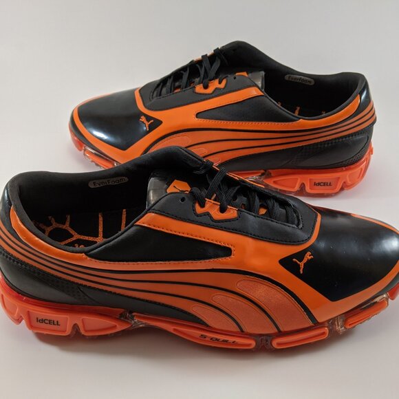 Puma Amp Cell Fusion SL Golf Shoes - Black/Vibrant Orange Size 11 (New) - Picture 2 of 10
